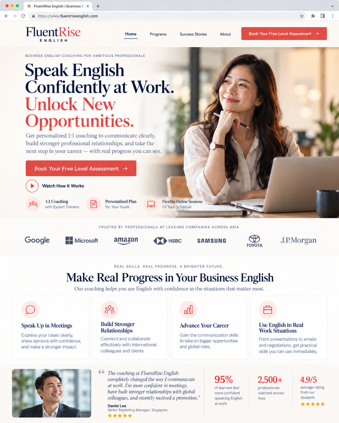 Example of a conversion-focused page with a clear offer and call to action