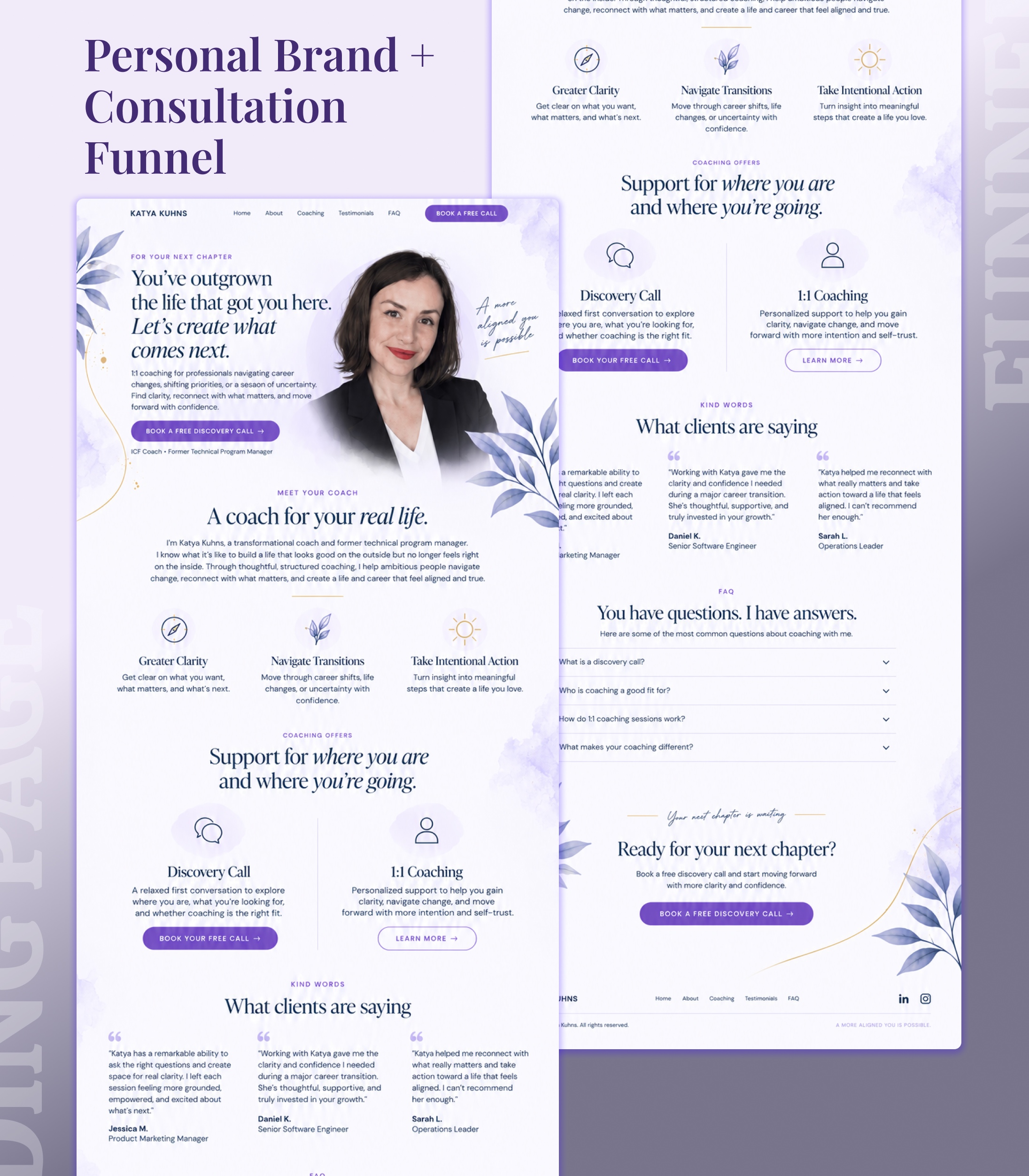 Complete Katya Kuhns personal brand and consultation funnel design