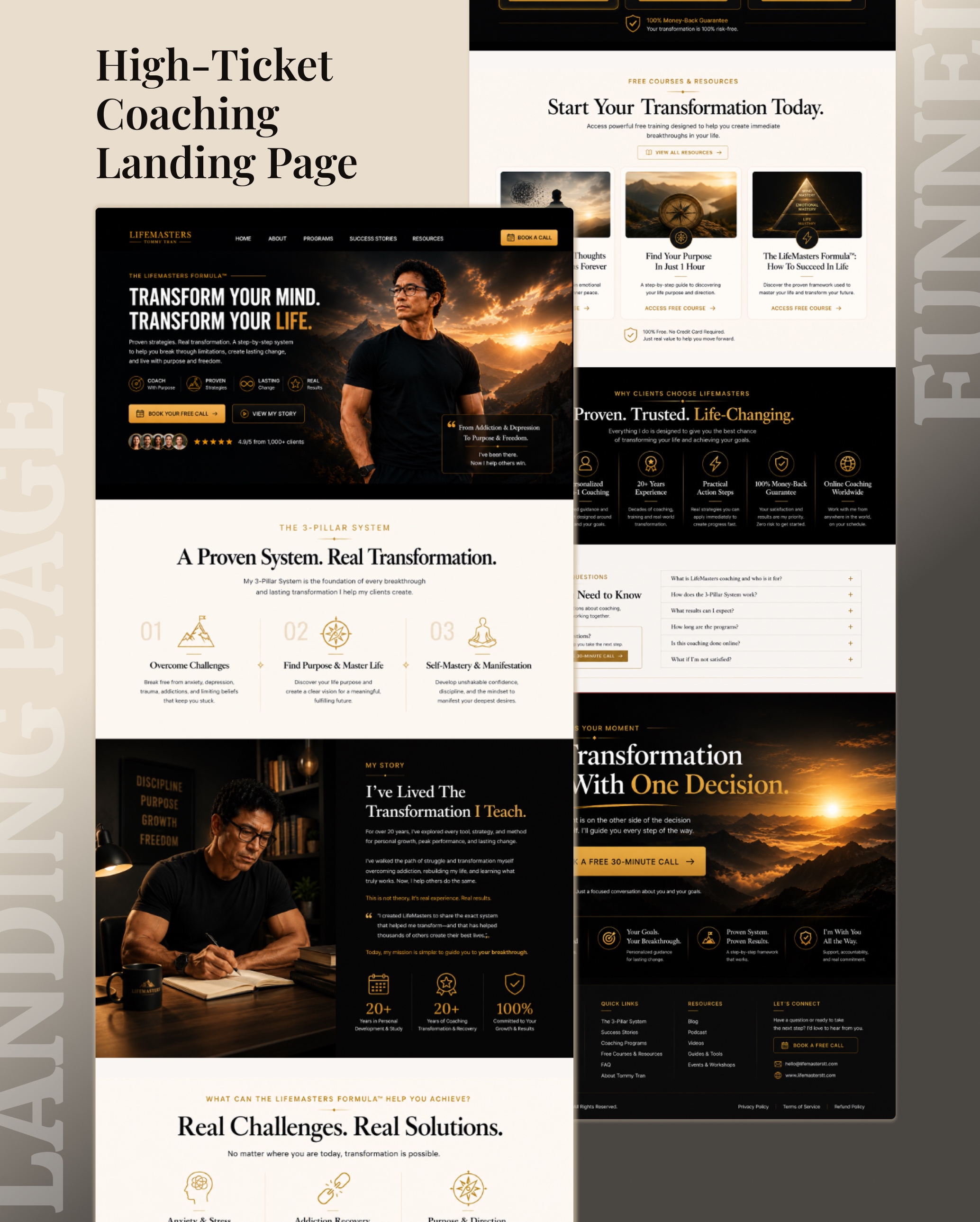 Complete LifeMasters high-ticket coaching landing page design