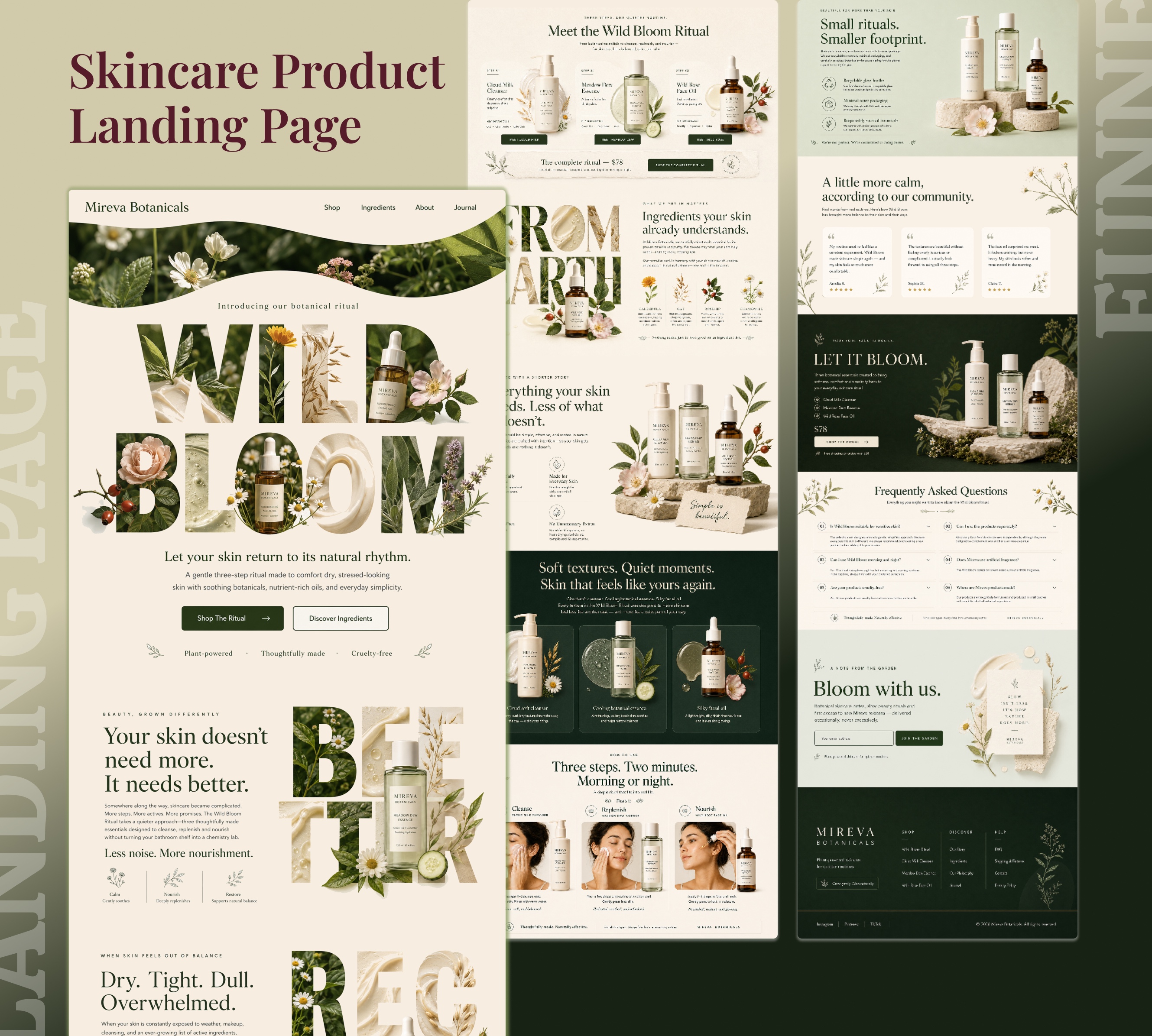 Complete Wild Bloom skincare product landing page design